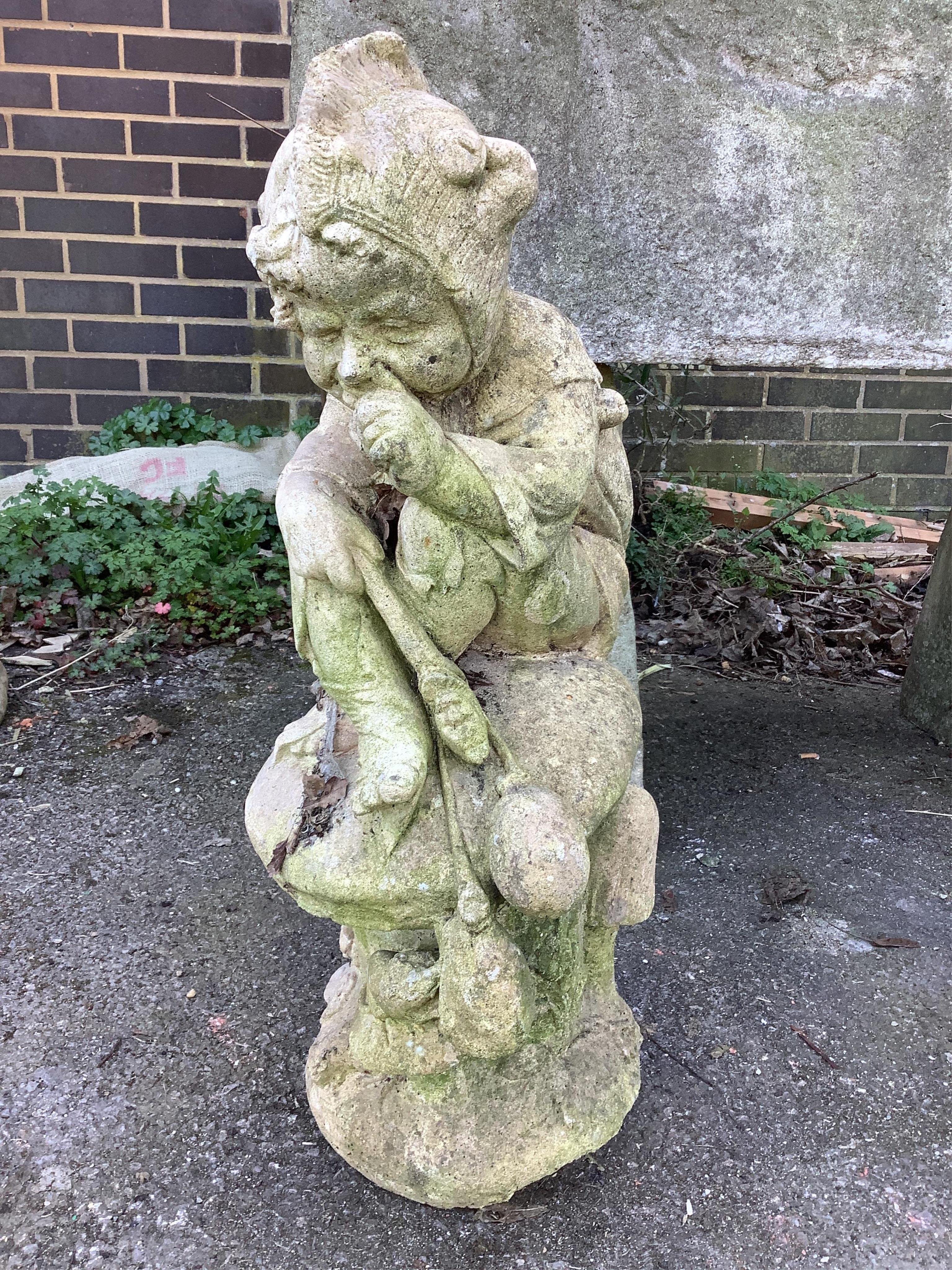 A stone statue of an imp, height 69cm